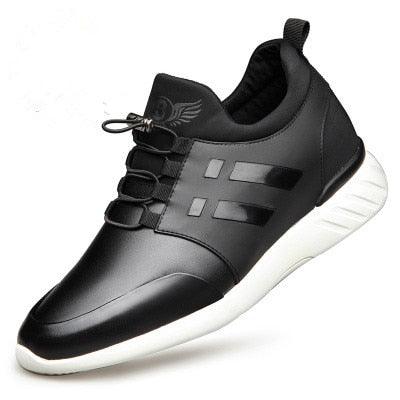 New Mens Casual Leather Lace Up Sneakers Solid Color Breathable Business Mens Fashion Leather Dress Sneakers Flexible Business Casual Non-Slip Shoes For Men