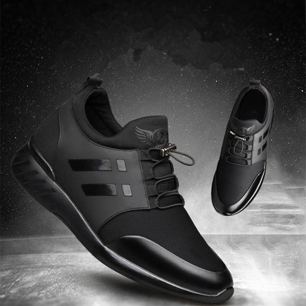 New Mens Casual Leather Lace Up Sneakers Solid Color Breathable Business Mens Fashion Leather Dress Sneakers Flexible Business Casual Non-Slip Shoes For Men
