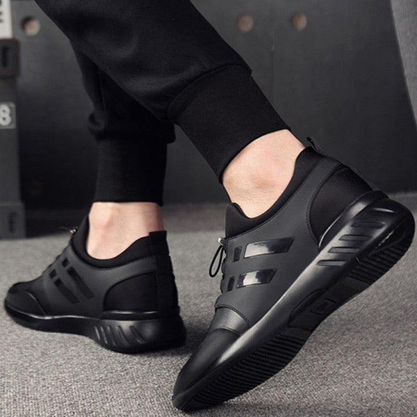 New Mens Casual Leather Lace Up Sneakers Solid Color Breathable Business Mens Fashion Leather Dress Sneakers Flexible Business Casual Non-Slip Shoes For Men
