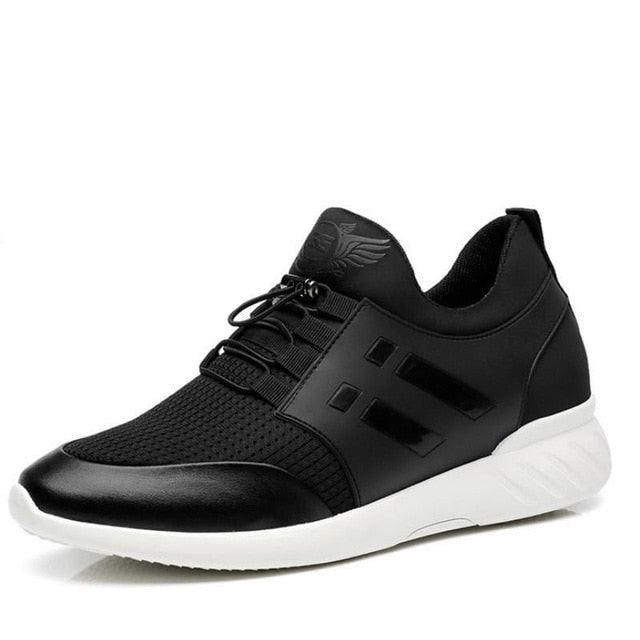 New Mens Casual Leather Lace Up Sneakers Solid Color Breathable Business Mens Fashion Leather Dress Sneakers Flexible Business Casual Non-Slip Shoes For Men