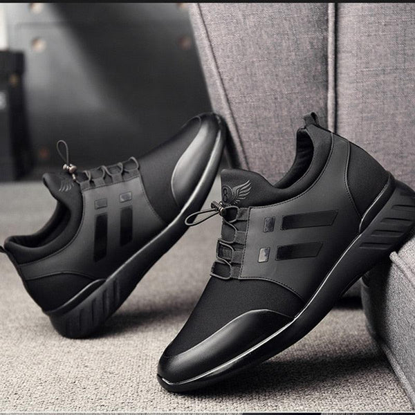 New Mens Casual Leather Lace Up Sneakers Solid Color Breathable Business Mens Fashion Leather Dress Sneakers Flexible Business Casual Non-Slip Shoes For Men