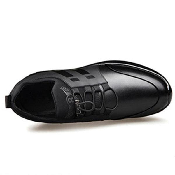 New Mens Casual Leather Lace Up Sneakers Solid Color Breathable Business Mens Fashion Leather Dress Sneakers Flexible Business Casual Non-Slip Shoes For Men