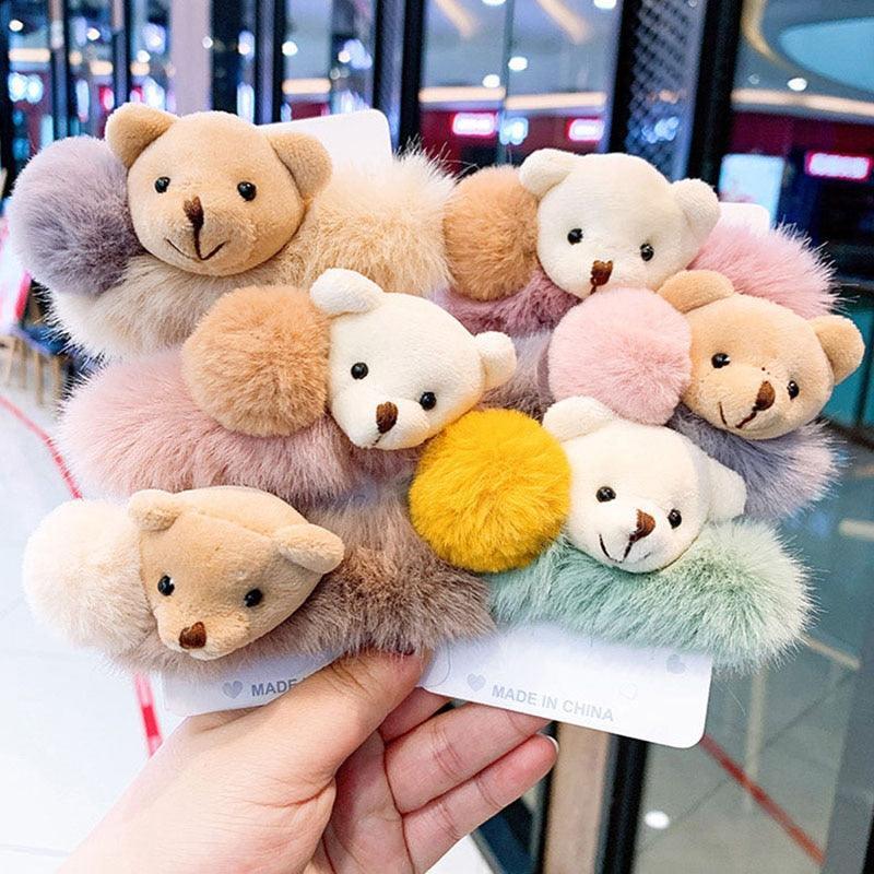 New Mink Fur Hair Rope Scrunchie Women Accessory Flurry Headband Hair Ties Elastic Fashion Hair Ring Women's Wristband Scrunchie Hairband Pom Pom Hair Tie Ring