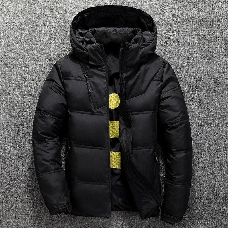 New Modern Red Jacket With Hood Men Winter Warm Solid Color Hooded Unique Design Jackets Elegant Men's Warm Winter Jacket Winter Outdoor Coat Comfortable Jacket