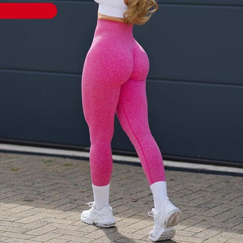 New Pink Seamless Leggings Women Workout Gym Clothing Push Up Legging Lifting Leggings For Women Seamless Workout Leggings High Waist Yoga Pants Sport Women Fitness Active Wear