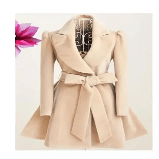 New Popular Women's Woolen Windbreaker Overcoat Jacket Coats Red XL Autumn And Winter Long Windbreaker Overcoat Fashionable Coat Jacket