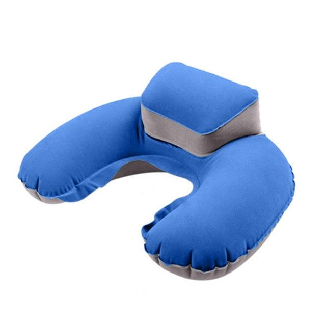 New Portable U Shape Air Inflatable Travel Pillow Support Flocking PVC Ultra Soft Comfort Neck Travel Pillow Neck Pillow for Airplane Travel Inflatable Neck Pillow for Airplane with 3D Contoured Eye Masks Adjustable Neck Support Pillow for Traveling