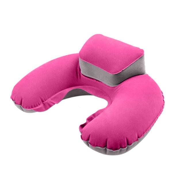 New Portable U Shape Air Inflatable Travel Pillow Support Flocking PVC Ultra Soft Comfort Neck Travel Pillow Neck Pillow for Airplane Travel Inflatable Neck Pillow for Airplane with 3D Contoured Eye Masks Adjustable Neck Support Pillow for Traveling