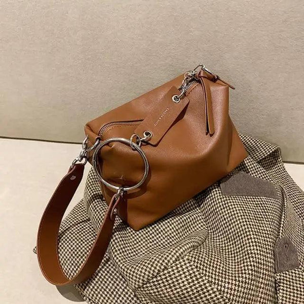 New PU Leather Shoulder Bag for Women Designer Wide Belt Handbags with Chain For Ladies