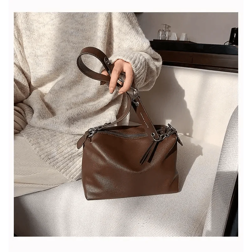New PU Leather Shoulder Bag for Women Designer Wide Belt Handbags with Chain For Ladies