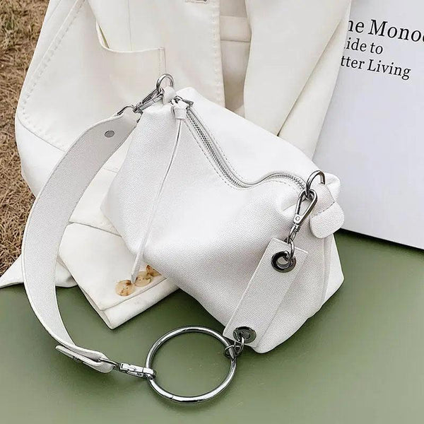 New PU Leather Shoulder Bag for Women Designer Wide Belt Handbags with Chain For Ladies