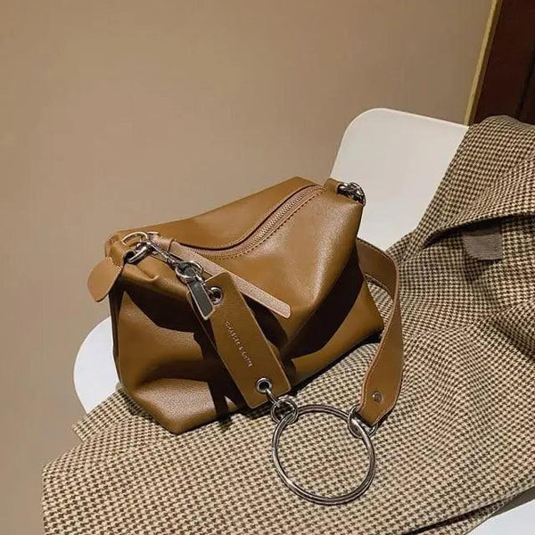 New PU Leather Shoulder Bag for Women Designer Wide Belt Handbags with Chain For Ladies