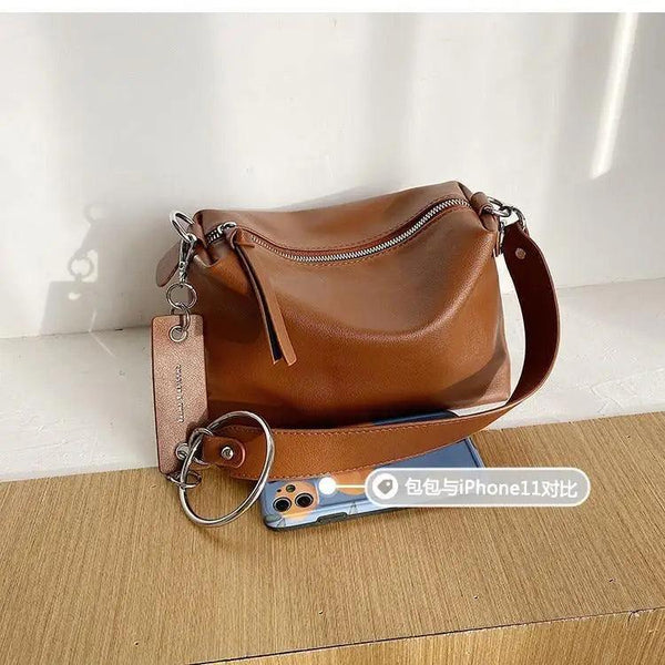 New PU Leather Shoulder Bag for Women Designer Wide Belt Handbags with Chain For Ladies