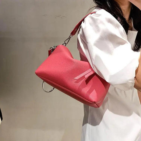 New PU Leather Shoulder Bag for Women Designer Wide Belt Handbags with Chain For Ladies