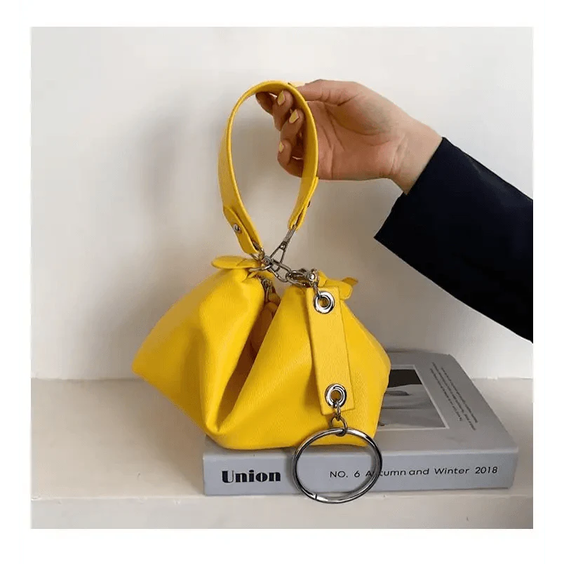 New PU Leather Shoulder Bag for Women Designer Wide Belt Handbags with Chain For Ladies