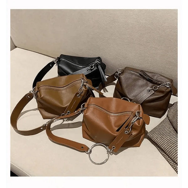 New PU Leather Shoulder Bag for Women Designer Wide Belt Handbags with Chain For Ladies