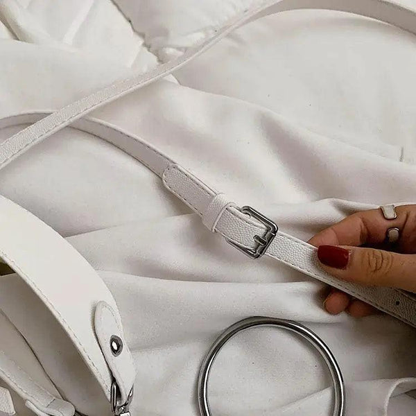 New PU Leather Shoulder Bag for Women Designer Wide Belt Handbags with Chain For Ladies