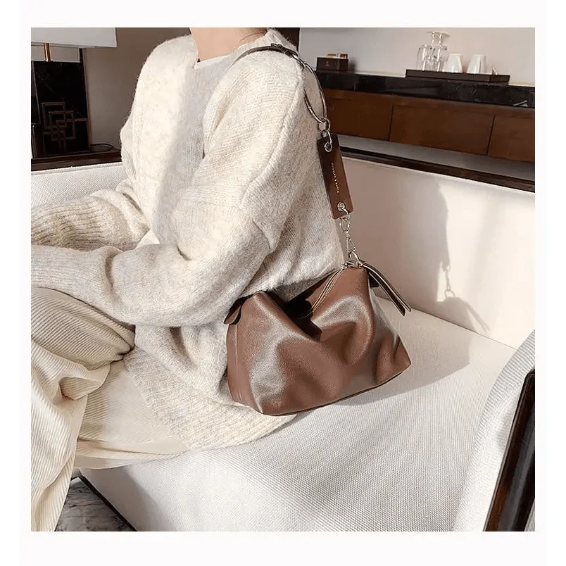 New PU Leather Shoulder Bag for Women Designer Wide Belt Handbags with Chain For Ladies