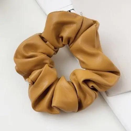 New Red PU Leather Hair Tie Autumn Large Girls Winter Comfortable Ponytail Hair Bands Strong Elastic Grip Women Hair Accessories