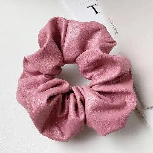 New Red PU Leather Hair Tie Autumn Large Girls Winter Comfortable Ponytail Hair Bands Strong Elastic Grip Women Hair Accessories