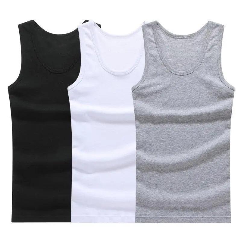 New Sale 100% Soft Cotton Mens Modern Sleeveless Tank Top Solid Muscle Vest Athletic Undershirts O-neck Gym Clothing Tees Tops Unique Soft Comfortable Summer Tops For Men Soft Cotton Sleeveless Tops for Men Classic Tank Tops
