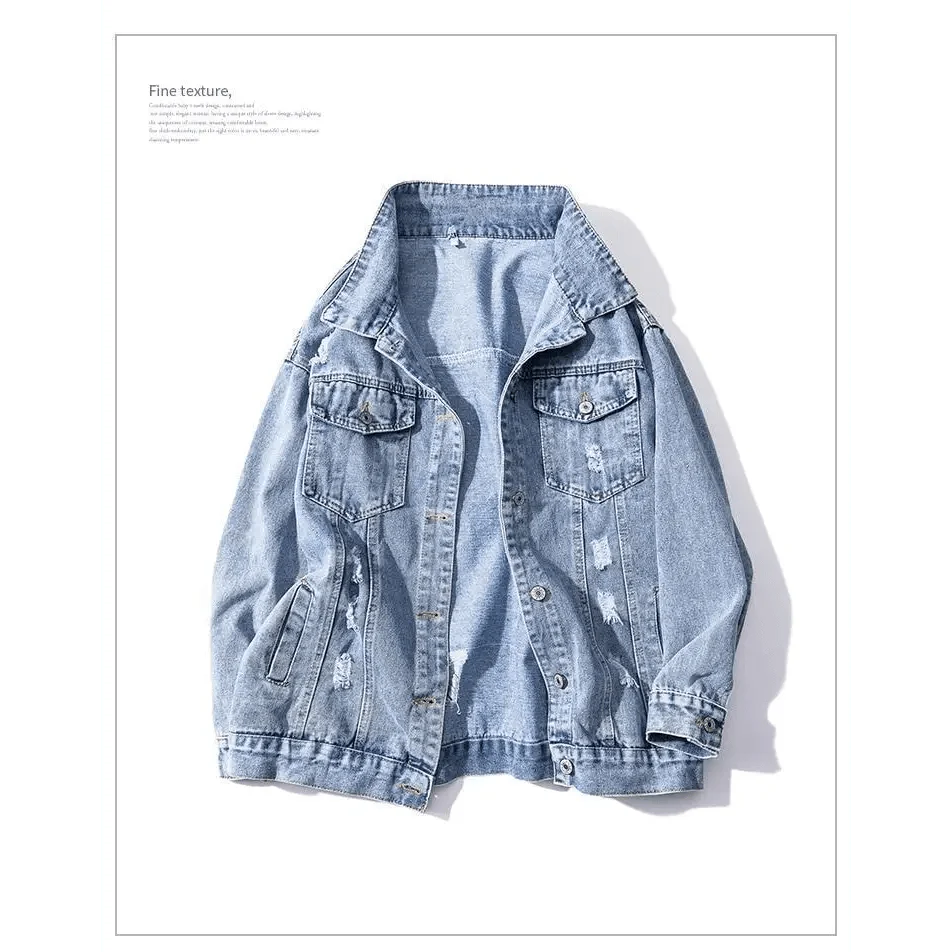 New Sizzling Women's Denim Jacket Fashionable Streetwear Letter Stylish Chic Printed Ripped Holes Jean Patchwork Jeans Female Coat