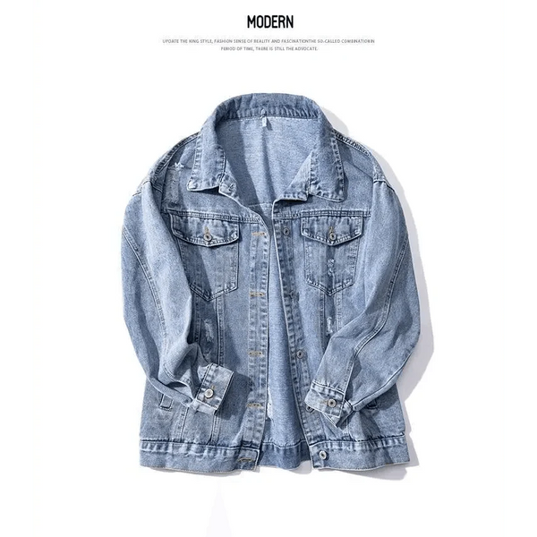 New Sizzling Women's Denim Jacket Fashionable Streetwear Letter Stylish Chic Printed Ripped Holes Jean Patchwork Jeans Female Coat