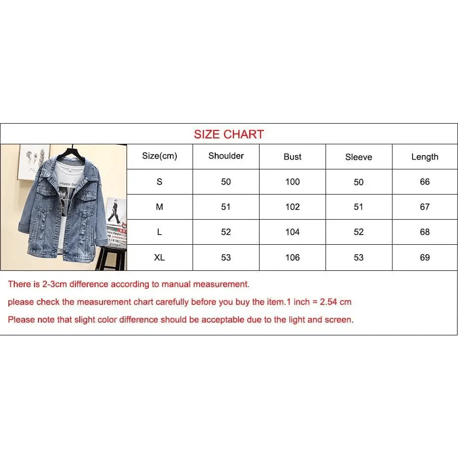 New Sizzling Women's Denim Jacket Fashionable Streetwear Letter Stylish Chic Printed Ripped Holes Jean Patchwork Jeans Female Coat