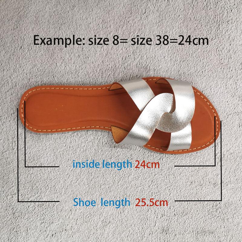 New Slides Women Summer Slippers Outdoor Summer Beach Shoes Fashion Slip-On Woman Slippers Leather Sandals Women's Flip Flops Leather Slide Beach Pool Slipper Sandals
