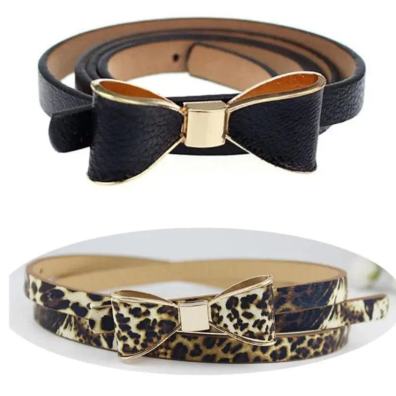 New Slim PU Leather Fashion Bow Waist Belt For Women Casual Dress Retro Design Women Waistband