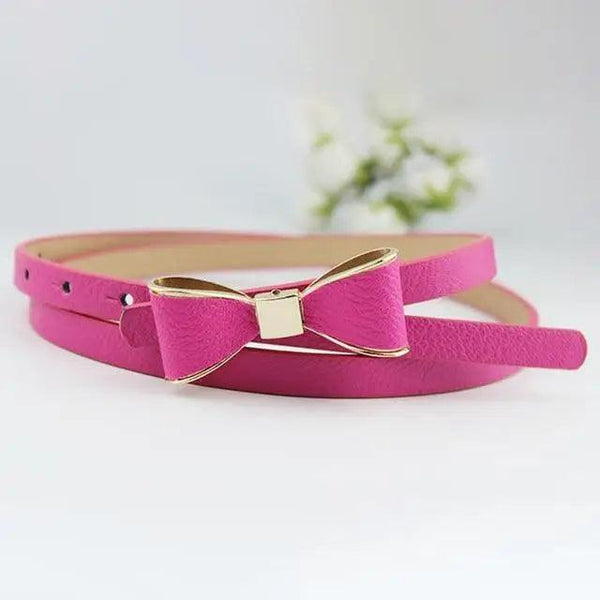New Slim PU Leather Fashion Bow Waist Belt For Women Casual Dress Retro Design Women Waistband