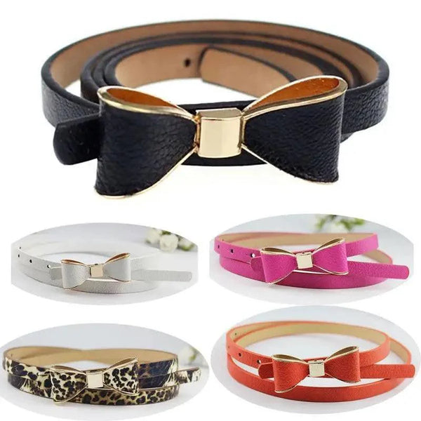 New Slim PU Leather Fashion Bow Waist Belt For Women Casual Dress Retro Design Women Waistband