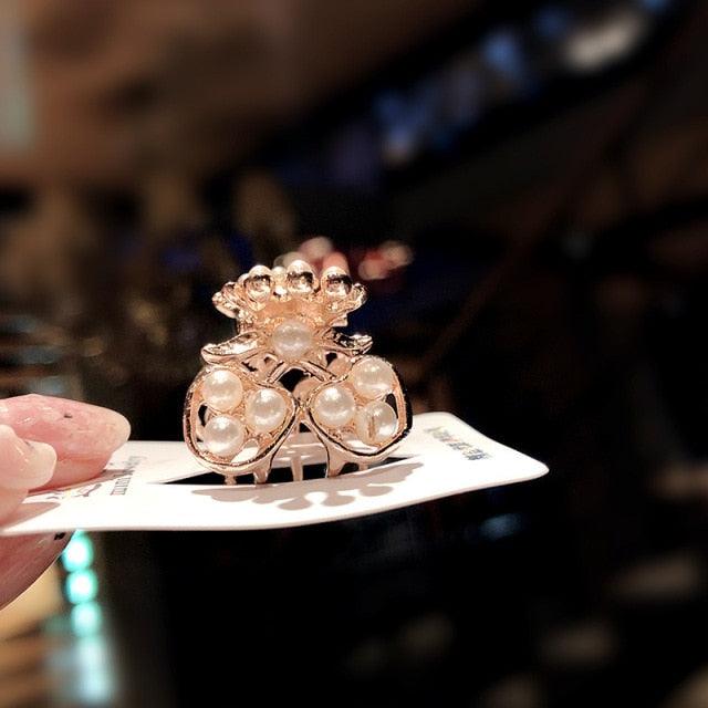 New Small Pearl Hair Claw Rhinestone For Women Hairpins Girls Clamps Hair Crab Clips Metal Hair Accessories Headdress Fashion Hairgrips Band Accessories For Party