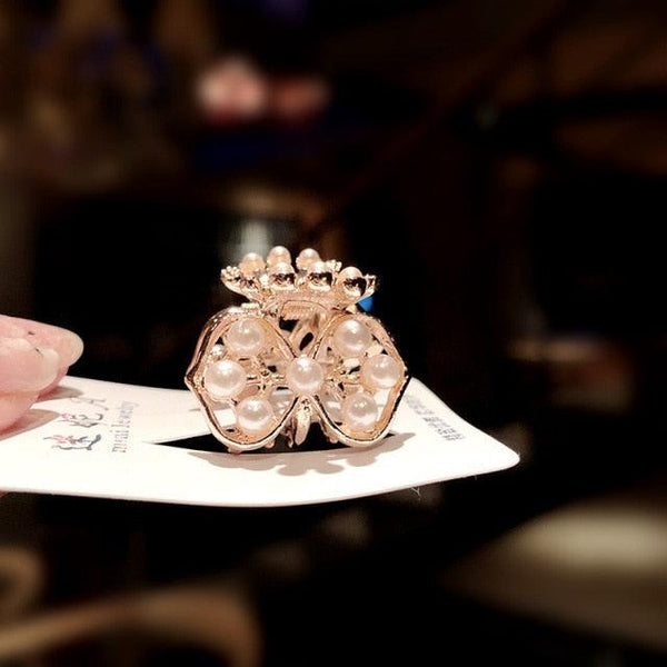 New Small Pearl Hair Claw Rhinestone For Women Hairpins Girls Clamps Hair Crab Clips Metal Hair Accessories Headdress Fashion Hairgrips Band Accessories For Party