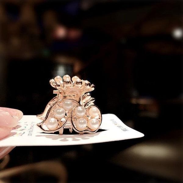 New Small Pearl Hair Claw Rhinestone For Women Hairpins Girls Clamps Hair Crab Clips Metal Hair Accessories Headdress Fashion Hairgrips Band Accessories For Party