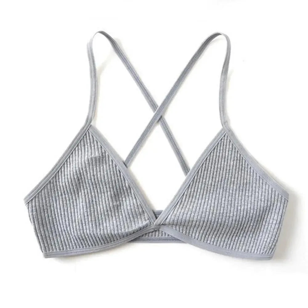 New Soft Comfortable Cotton Bras For Women Thin French Style Bras Deep V Triangle Cup Cross Beauty Back Bra Small size
