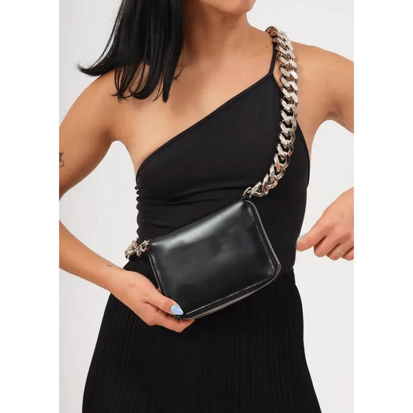 New Sparkling Thick Metal Chain Shoulder Bag Bike Wallet, Mini Bag, Coin Purse. Fashionable Women Pack Leather Crossbody Bags