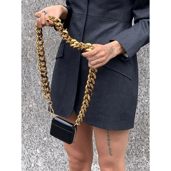 New Sparkling Thick Metal Chain Shoulder Bag Bike Wallet, Mini Bag, Coin Purse. Fashionable Women Pack Leather Crossbody Bags