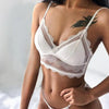 New Splendid French Style Lingerie Soft Bralette Deep V Lace Wireless Triangular Padded Cups Backless Bra
