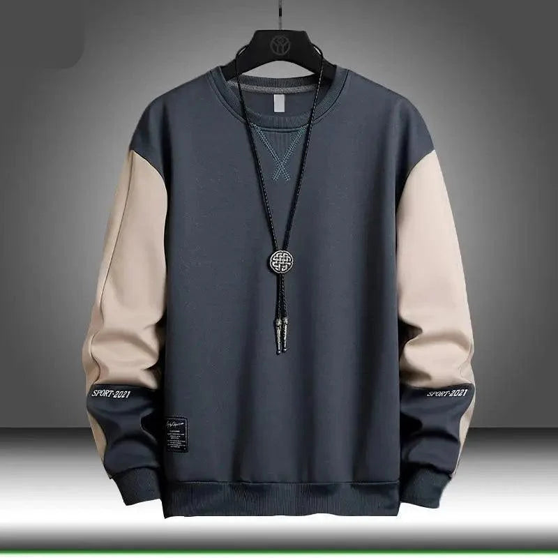 New Spring Man Sweatshirt Casual Hip Hop Streetwear Loose Hoodies Men's Patchwork Pullover Tops Male Men Sweatshirt Streetwear Loose Hoodies Solid Patchwork Pullover Tops