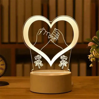 New Sterlling Romantic Love 3D Lamp Heart-shaped Balloon Acrylic LED Night Light Decorative Table Lamp Valentine's Day Sweetheart Wife's Gift