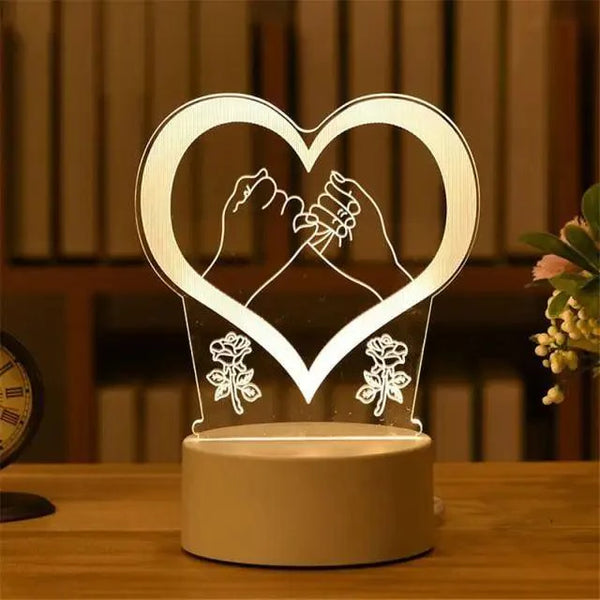 New Sterlling Romantic Love 3D Lamp Heart-shaped Balloon Acrylic LED Night Light Decorative Table Lamp Valentine's Day Sweetheart Wife's Gift