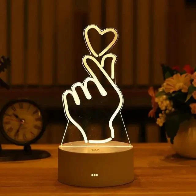 New Sterlling Romantic Love 3D Lamp Heart-shaped Balloon Acrylic LED Night Light Decorative Table Lamp Valentine's Day Sweetheart Wife's Gift