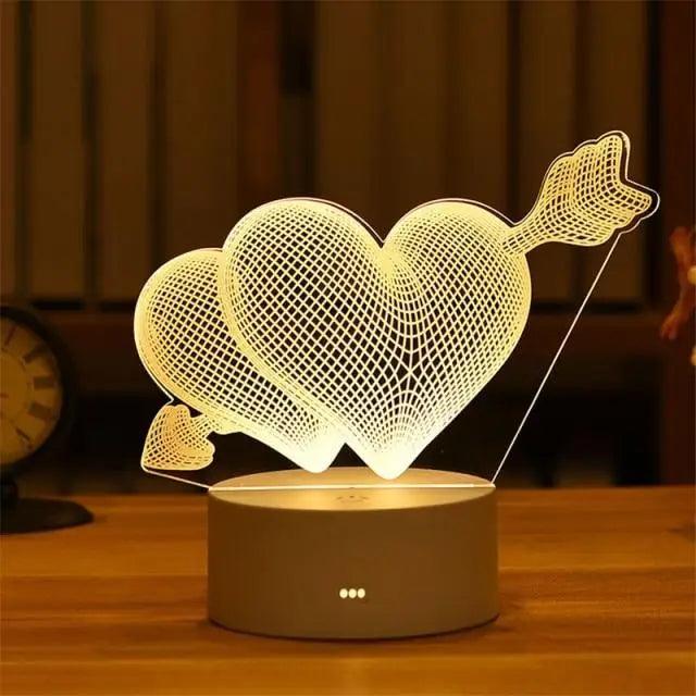 New Sterlling Romantic Love 3D Lamp Heart-shaped Balloon Acrylic LED Night Light Decorative Table Lamp Valentine's Day Sweetheart Wife's Gift