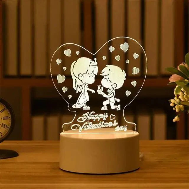 New Sterlling Romantic Love 3D Lamp Heart-shaped Balloon Acrylic LED Night Light Decorative Table Lamp Valentine's Day Sweetheart Wife's Gift