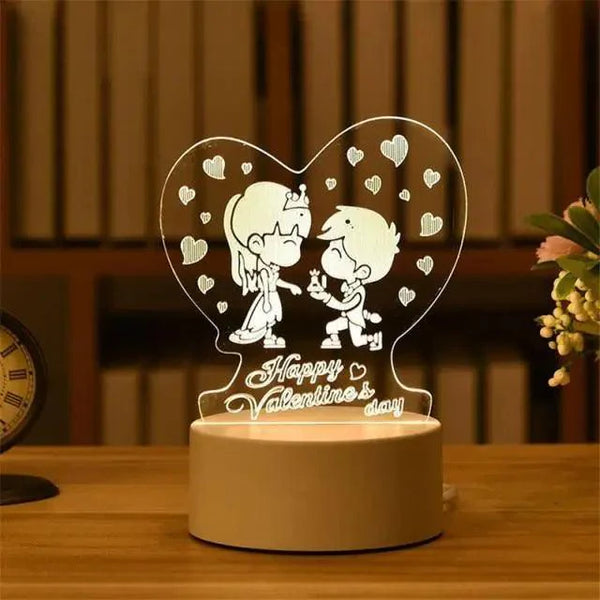 New Sterlling Romantic Love 3D Lamp Heart-shaped Balloon Acrylic LED Night Light Decorative Table Lamp Valentine's Day Sweetheart Wife's Gift