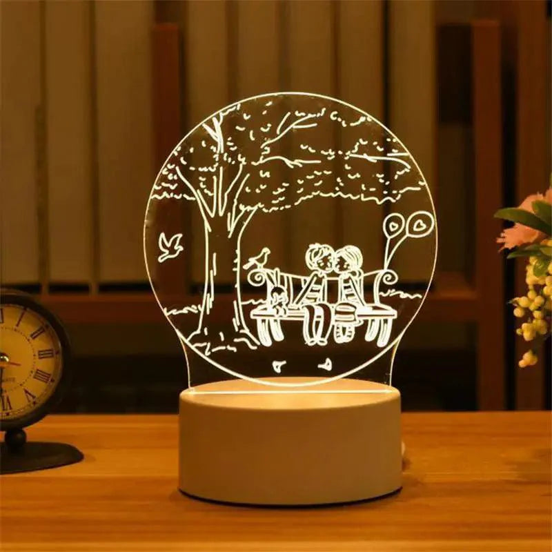 New Sterlling Romantic Love 3D Lamp Heart-shaped Balloon Acrylic LED Night Light Decorative Table Lamp Valentine's Day Sweetheart Wife's Gift