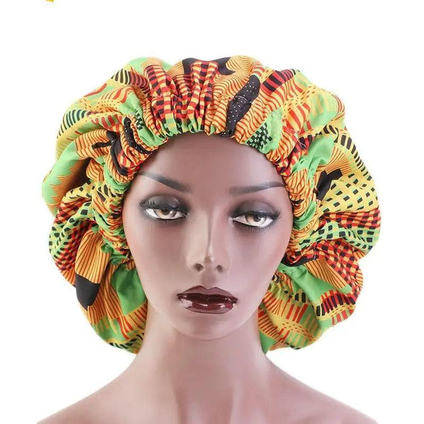 New Stunning Extra Large Satin Lined Bonnet Women Big Size Beauty Print Satin Silk Bonnet Sleep Night Cap Head Cover Bonnet Hat
