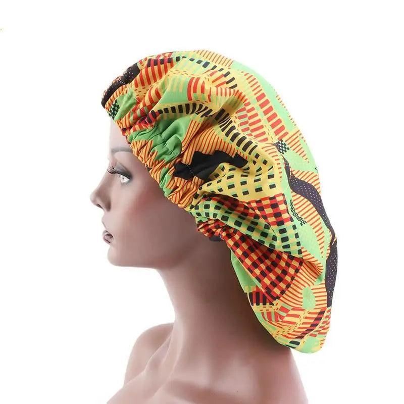 New Stunning Extra Large Satin Lined Bonnet Women Big Size Beauty Print Satin Silk Bonnet Sleep Night Cap Head Cover Bonnet Hat