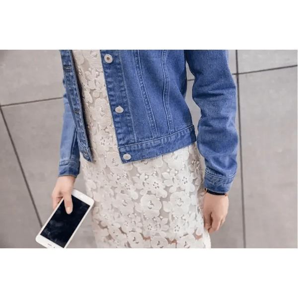 New Stunning Long Sleeve Winter Slim White Black Jeans Top For Women Solid Denim Jacket Women Short Overcoat For Ladies